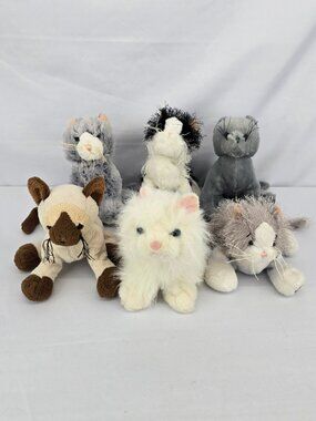 Ganz Webkinz Cat Plush Lot of 6 Siamese Persian Grey Kitten Stuffed Animals